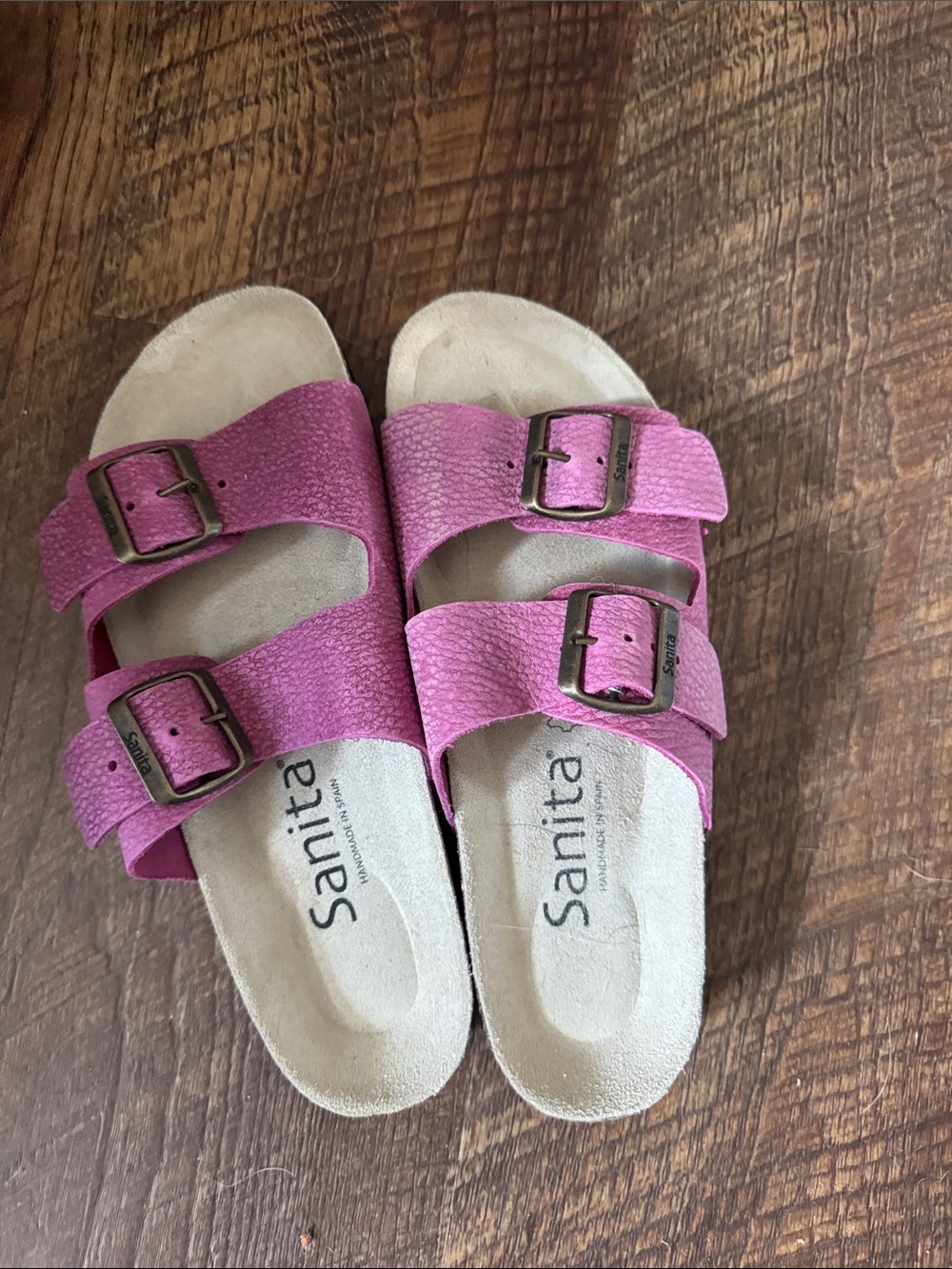 Sanita Pink Double-Buckle Comfort Sandals